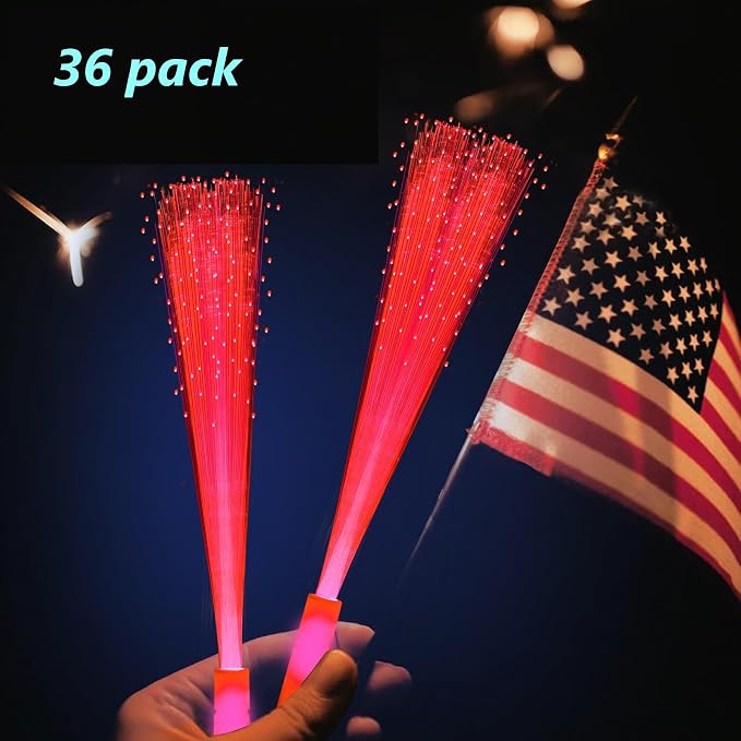 36 Pack Red Glow Fiber Optic Wands Bulk Light up Wand Glow Sticks - Image 4