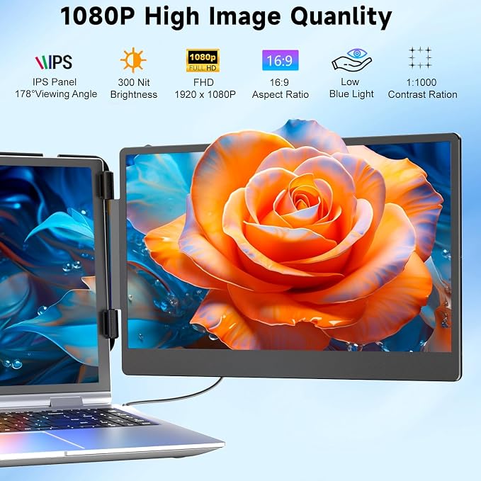 KEFEYA Laptop Screen Extender, 1080P FHD IPS Monitor Extender - Image 2