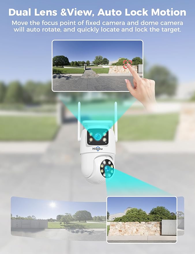Hiseeu 2Pack Wireless Security Camera, 5G/2.4G WiFi, Dual Lens PTZ Camera - Image 3