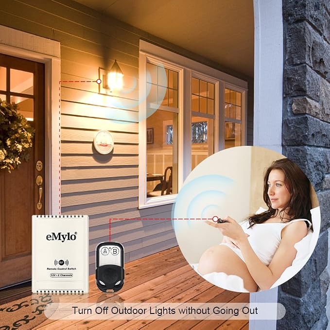 eMylo DC 12V 2CH RF Relay Smart Wireless Remote Control Light Switch Garage - Image 6