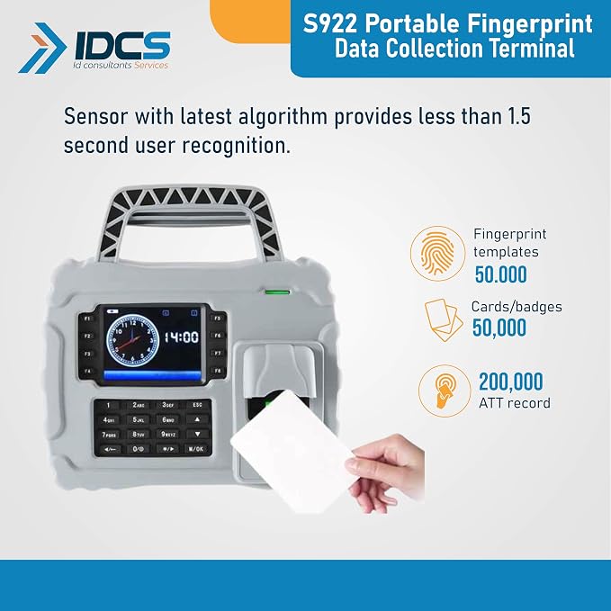 IDCS ZKTECO S922, 000 Fingerprints + ID Card, Portable Biometric - Image 3