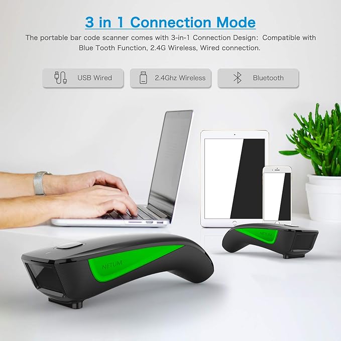 NETUM Mini Barcode Scanner Bluetooth Compatible, Small Portable USB Bar Code - Image 3