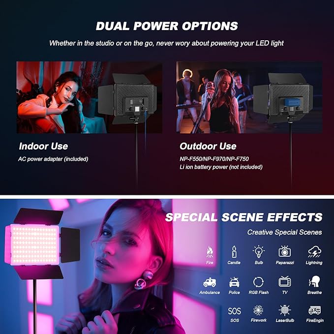 2Pack RGB LED Video Light Kit 12.6in - Image 3