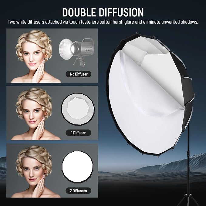 NEEWER Parabolic Softbox Kit, 47.2" Bowens Mount Soft Box - Image 5