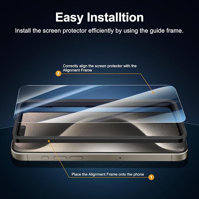 NEW'C 3x for iPhone 15 Pro Max Screen Protector+ 3x Camera Lens Protector - Image 3