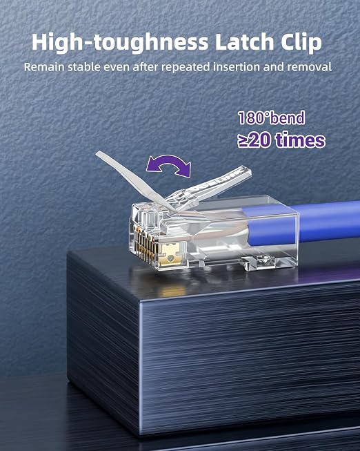 VCE 100-Pack Cat6 RJ45 Pass Through Connectors, 10Gbps Unshielded Ethernet - Image 4