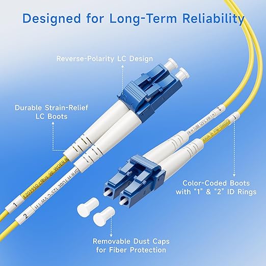 Cable Matters 5-Pack OS2 LC to LC Fiber Patch Cable - 1m / 3.3ft - Image 4