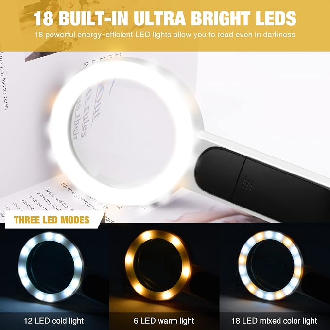 Magnifying Glass with Light, High Magnification Handheld Large Magnifying Glass - Image 6