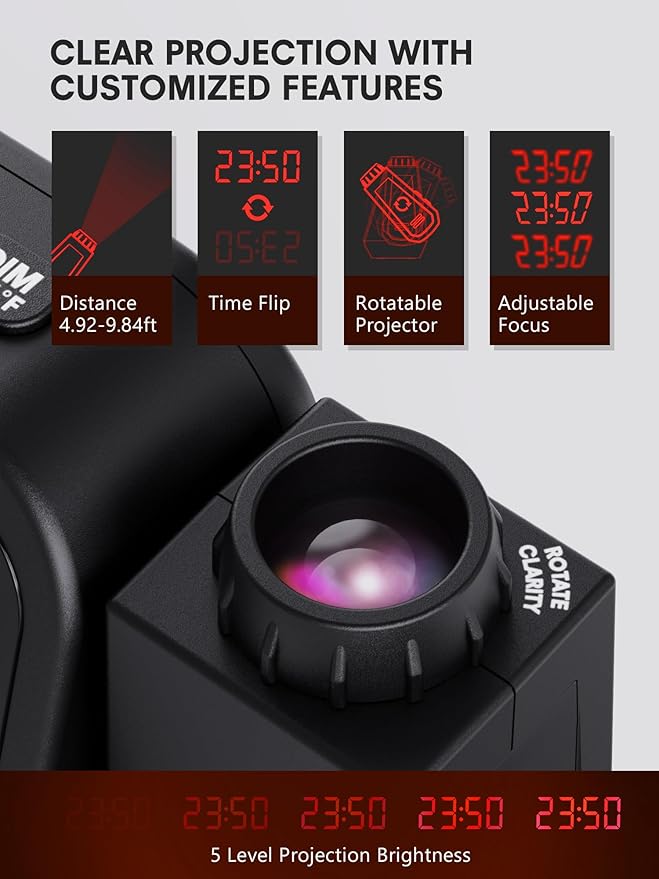 Mesqool Projection Alarm Clock for Bedroom, Digital Clock - Image 4
