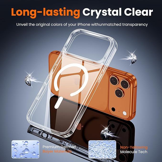toushion 3 in 1 for iPhone 17 Pro Case Clear, Fits MagSafe, Not Yellowing - Image 5