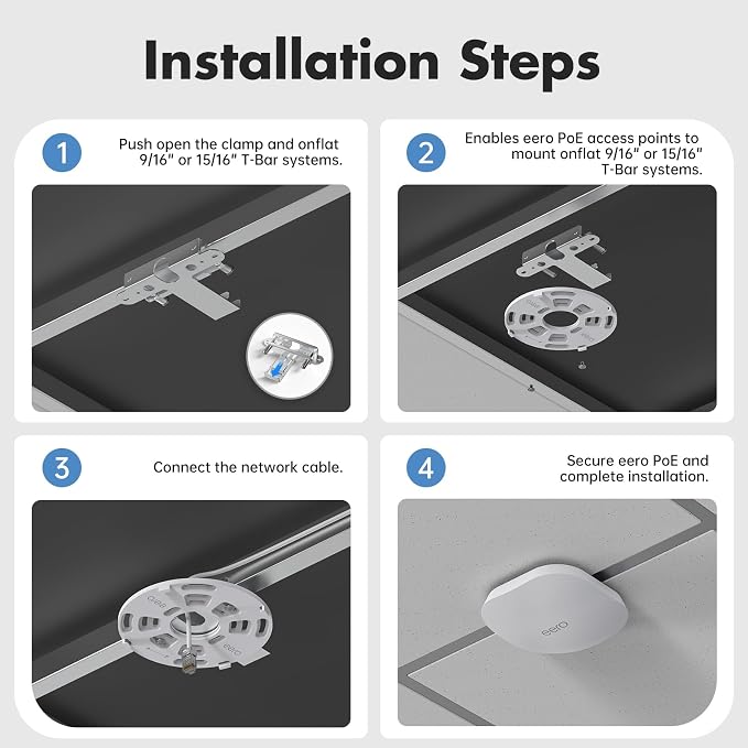 Eero PoE 7 & 6 T-Bar Ceiling Mount, Aluminum Tool-Free WiFi AP Bracket | T-Bar - Image 5