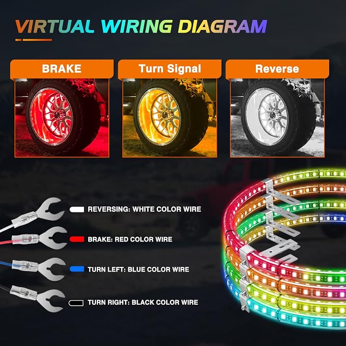 Nilight 4PCS 15.5inch Double Row Wheel Ring Lights Dream Color - Image 3