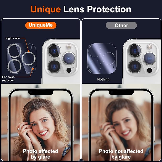 UniqueMe Compatible with iPhone 12 Pro Max 6.7" Camera Lens Protector Tempered - Image 5