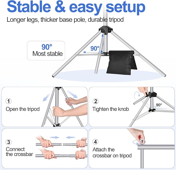 EMART Backdrop Stand 10x8.5ft Photo Studio Adjustable Background Stand Support - Image 5
