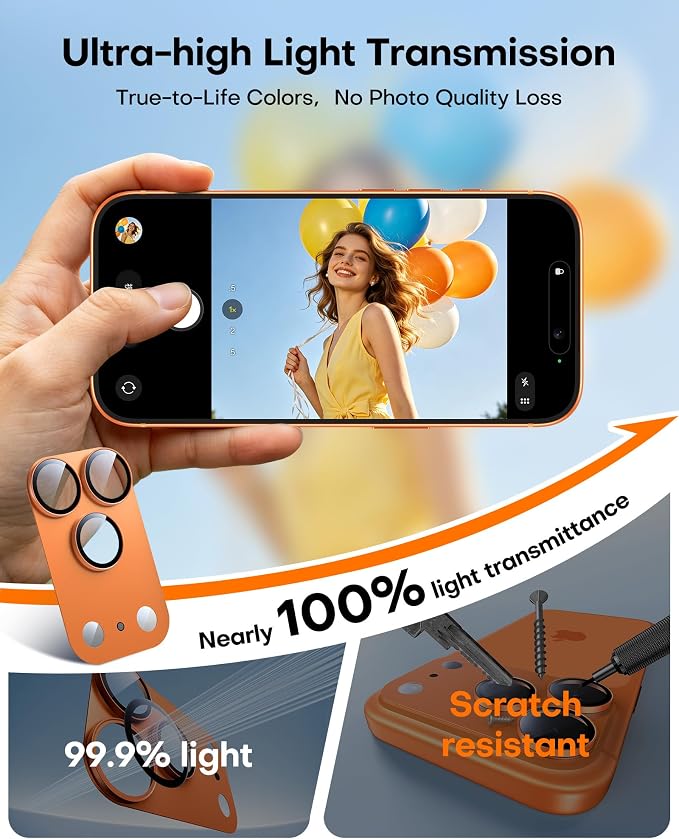 TAURI 2 Pack for iPhone 17 Pro Max Camera Lens Protector, Full Coverage - Image 7