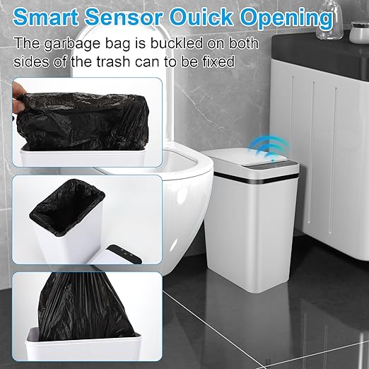 2 Pack Bathroom Trash can, Smart Touchless Trash Can, Automatic Motion Sensor - Image 6