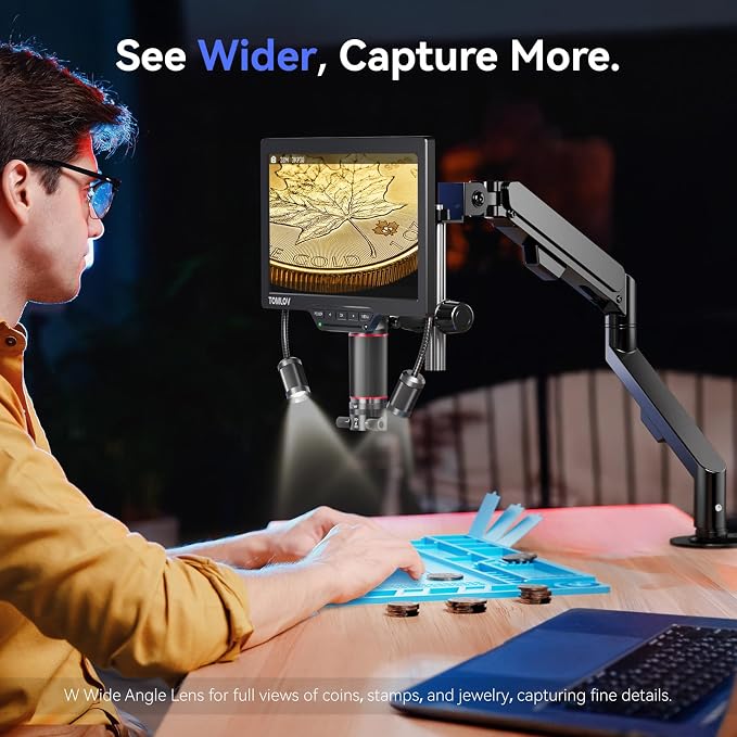TOMLOV 3D Digital Soldering Microscope: Magnetic Dual Lens Micro Scope TM3K-3D - Image 4