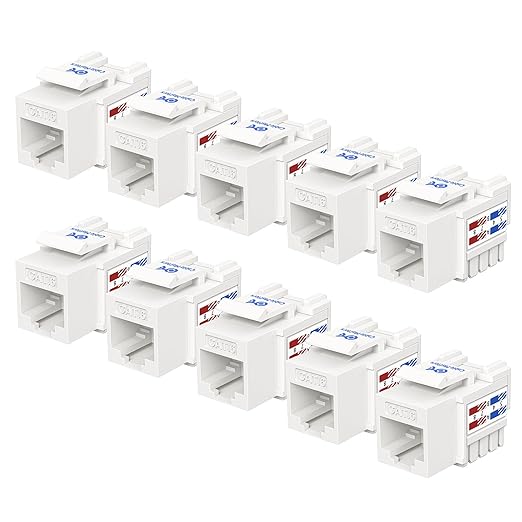 Cable Matters 10-Pack 10Gbps Cat6 Keystone Jacks, RJ45 Keystone Jack, Ethernet by CableMatters