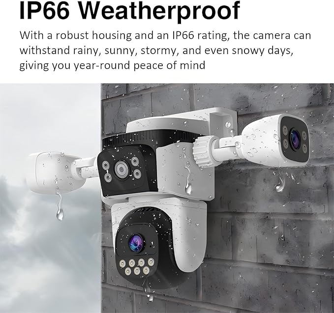 EVERSECU Triple Lens WiFi PTZ Security Camera, Three Cameras in One, Side - Image 3