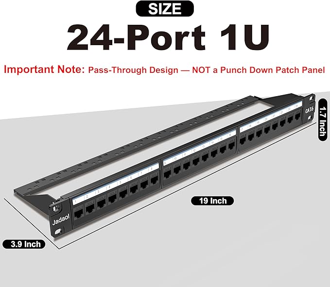 Jadaol 24 Port Patch Panel Rackmount or Wall Mount 19-Inch, 1U Cat 6 Network - Image 6