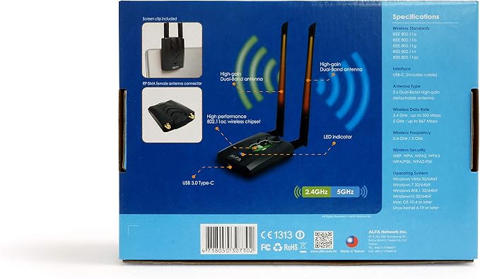 【New Version Type-C WiFi USB】 ALFA AWUS036ACH Long-Range Dual-Band AC1200 - Image 4