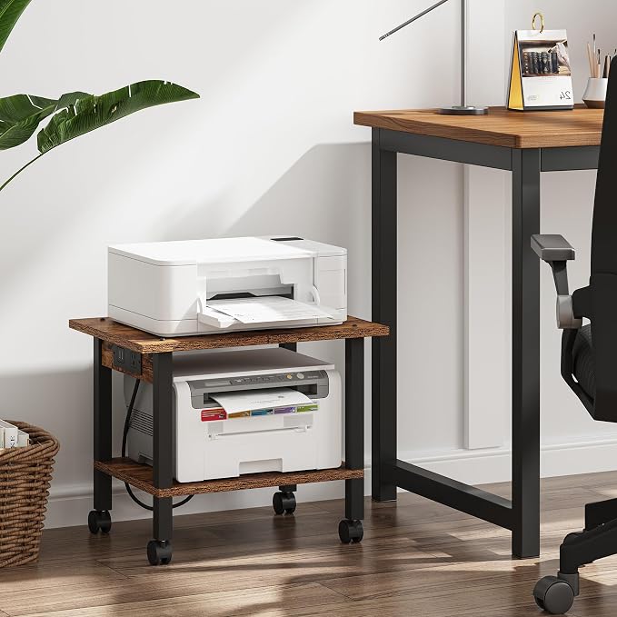 TUTOTAK 2 Tier Printer Stand, Rolling Printer Cart - Image 2