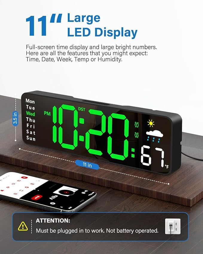 Digital Wall Clock, Digital Clock Large Display - Image 2
