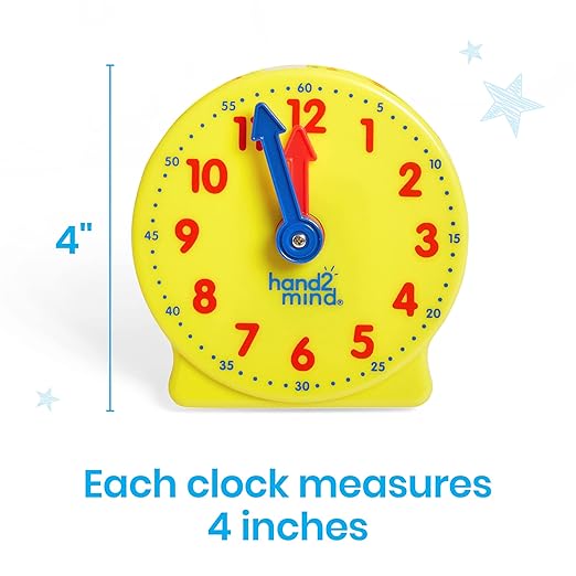 hand2mind Mini Geared Clock Classroom Set, Telling Time, Teaching Clocks - Image 4