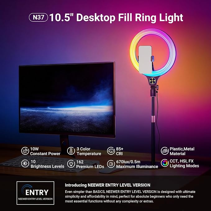NEEWER ENTRY LEVEL VERSION N37 10.5" RGB Ring Light - Image 2