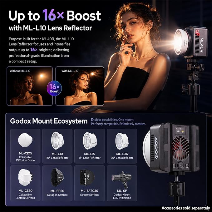 Godox ML40R RGB LED Video Light, Portable COB Photography Light - Image 7