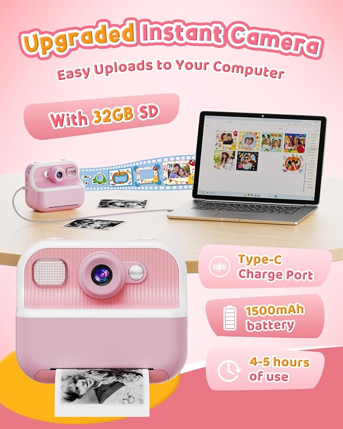 Instant Camera, Front Rear Dual Selfie Kids Camera - Image 7
