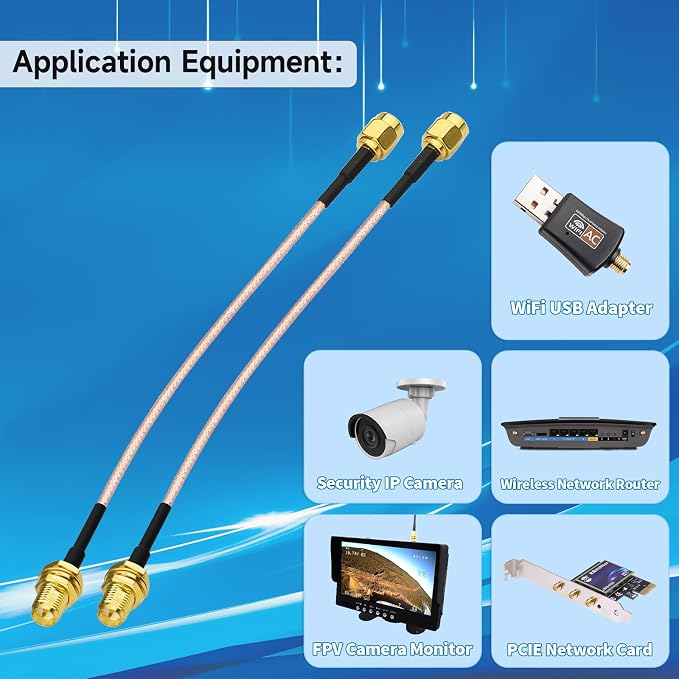 Yuslao WiFi Antenna Extension Cable 6inch 15cm RP-SMA Male to RP-SMA Female - Image 3