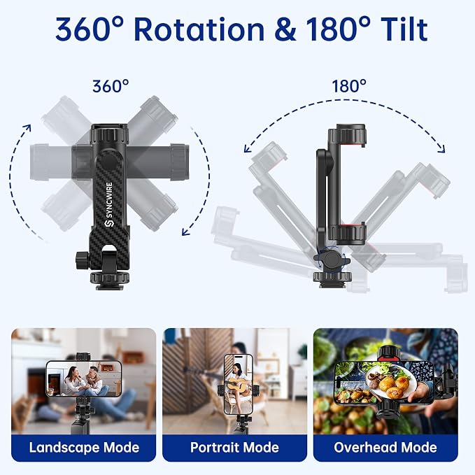 SYNCWIRE Tripod Phone Mount, Universal Smartphone Mount Adapter - Image 4