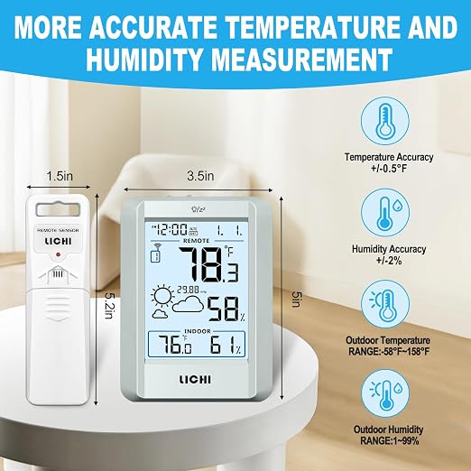 Indoor Outdoor Thermometer Wireless Weather Station External Thermometer - Image 5