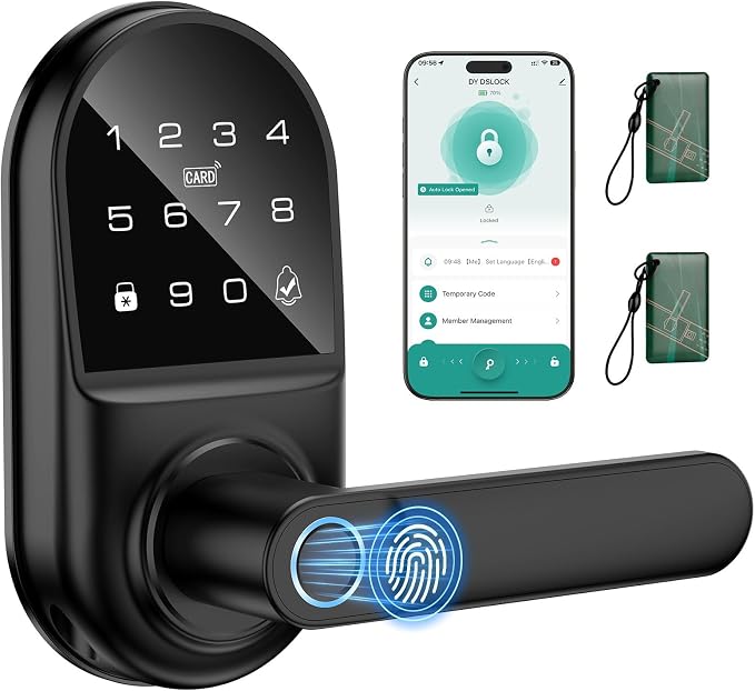 Smart keypad Door Lock with Handle，Fingerprint Keyless Entry Digital Lock with by Unknown