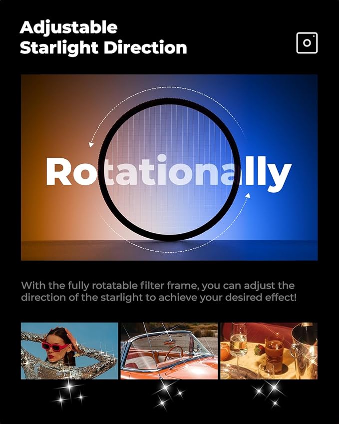 K&F CONCEPT 55mm Star Filters Kit 4 Points 6 Points 8 Points Cross Screen - Image 6
