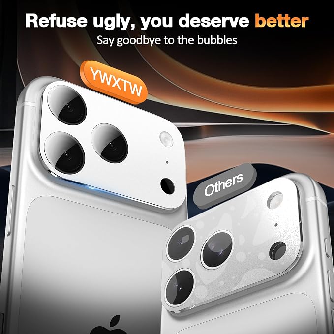 YWXTW [0 Bubbles for iPhone 17 Pro Max Camera Protector, Full Coverage Tempered - Image 2