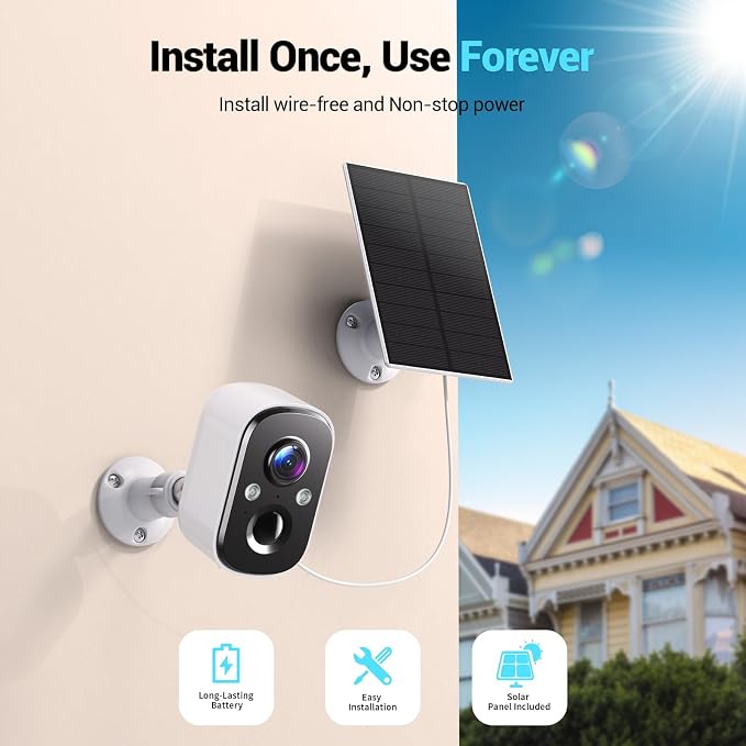 Techage Solar Security Cameras Wireless Outdoor, 2K Battery Powered WiFi Cameras - Image 2