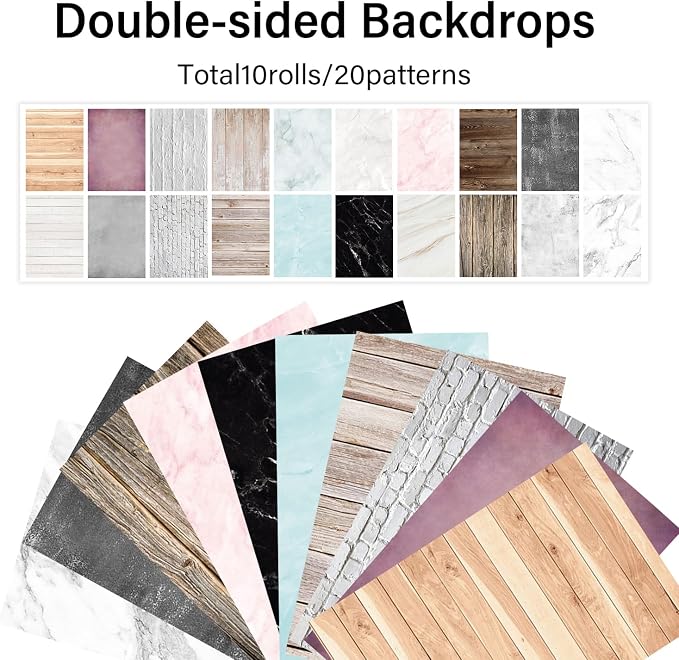 Photo Backdrop 10Pcs 20Patterns Small Product Photography Backdrops Kit Food - Image 3