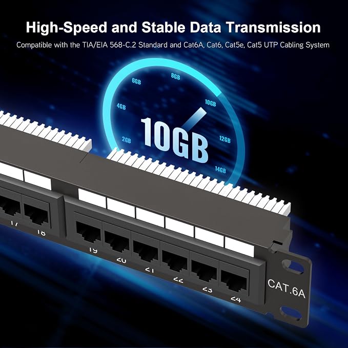 Iwillink 10Gbps Cat6A Patch Panel 24 Port, RJ45 Patch Panel UTP 19-Inch - Image 3
