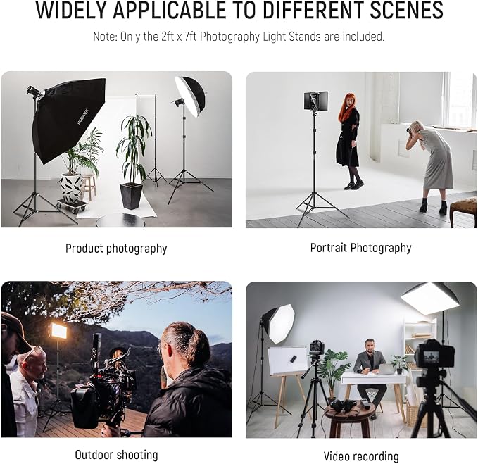 NEEWER Photography Light Stand, 7 Feet / 210cm Aluminum Alloy Photo Studio - Image 2
