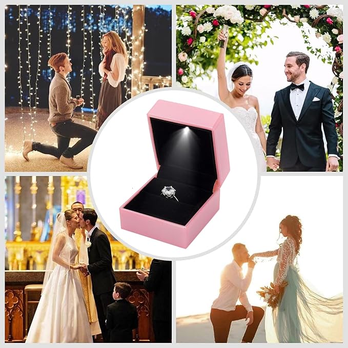 Ring Box Square Shaped LED Light Engagement Ring Boxes Jewelry Gift Box - Image 6