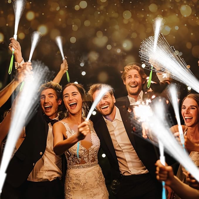SHQDD 200 PCS White Fiber Optic Wands, Neon Party Supplies, LED Fiber Wands - Image 3