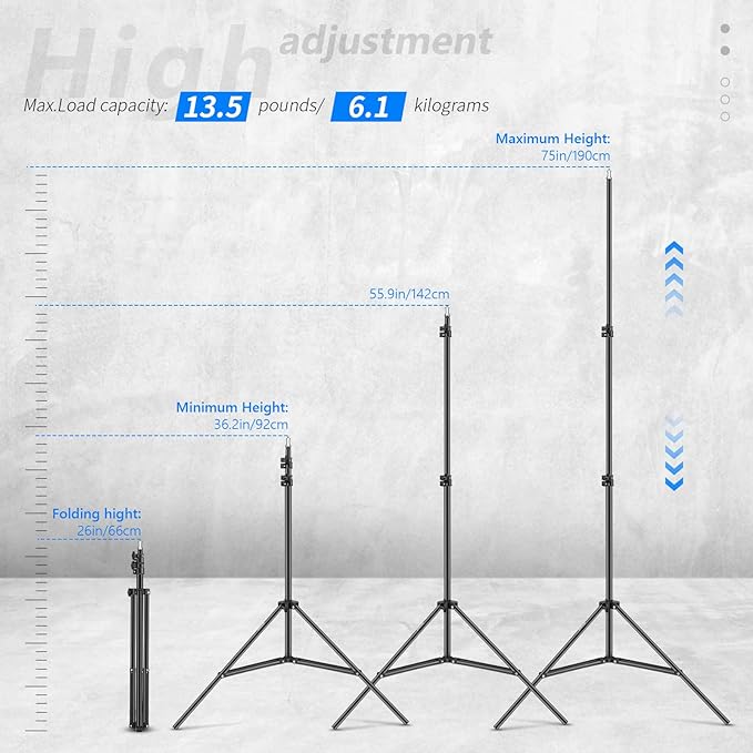 Neewer 6.23 Feet/190CM Aluminum Light Tripod Stands - Image 2