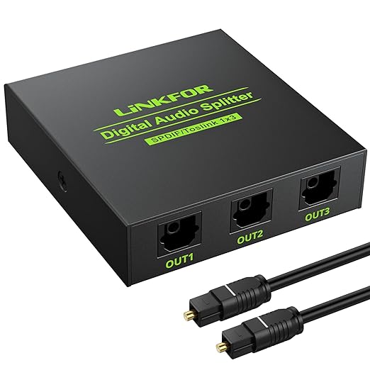 LiNKFOR Digital Optical Audio 1x3 Splitter Digital SPDIF Toslink Optical Fiber by LiNKFOR