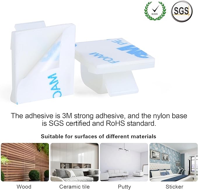XHF 3/4” Adhesive Cable Wire Clips White 60PCS, Cable Staples Outdoor Cable - Image 3