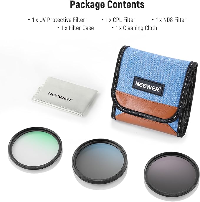 NEEWER 49mm UV CPL ND Lens Filter Kit, UV Protection + Circular Polarizing + - Image 8