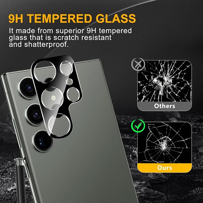3 Pack Camera Lens Protector for Samsung Galaxy S23 Ultra, Tempered Glass - Image 7