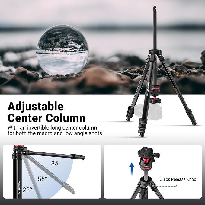 NEEWER Basics 66.5"/169 cm Travel Tripod - Image 4