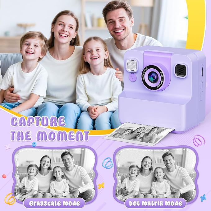 Kids Camera Instant Print with Flip Lens, 1080P HD Video Inkless Toddler - Image 6